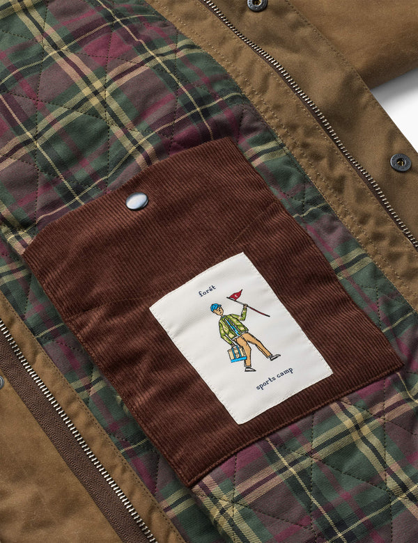 BIVOUAC PADDED OILSKIN JACKET - BARK