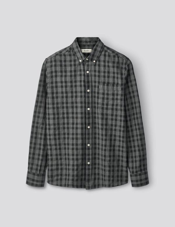 CREEK BOUCLÉ CHECK SHIRT - DARK GREY/BLACK