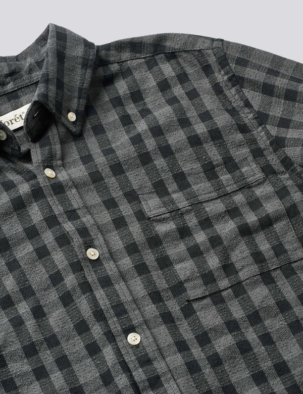 CREEK BOUCLÉ CHECK SHIRT - DARK GREY/BLACK