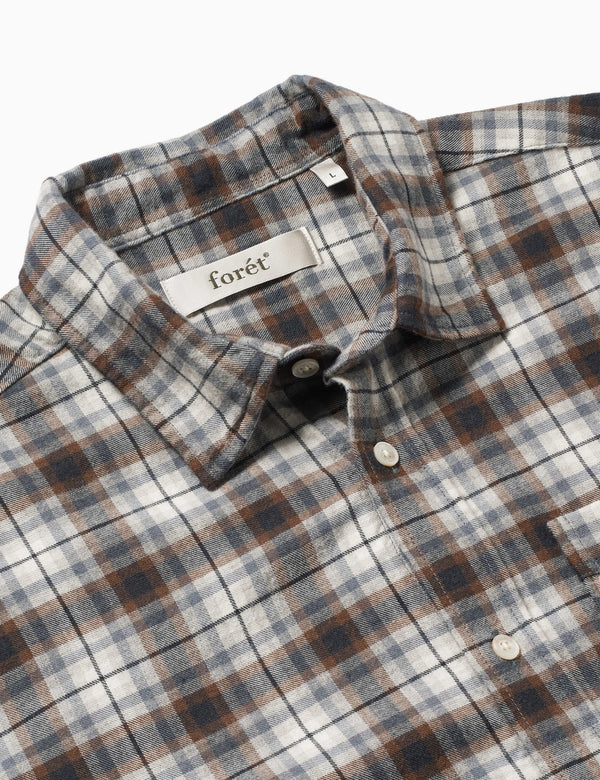 CREEK CHECK SHIRT - BROWN/GREY CHECK