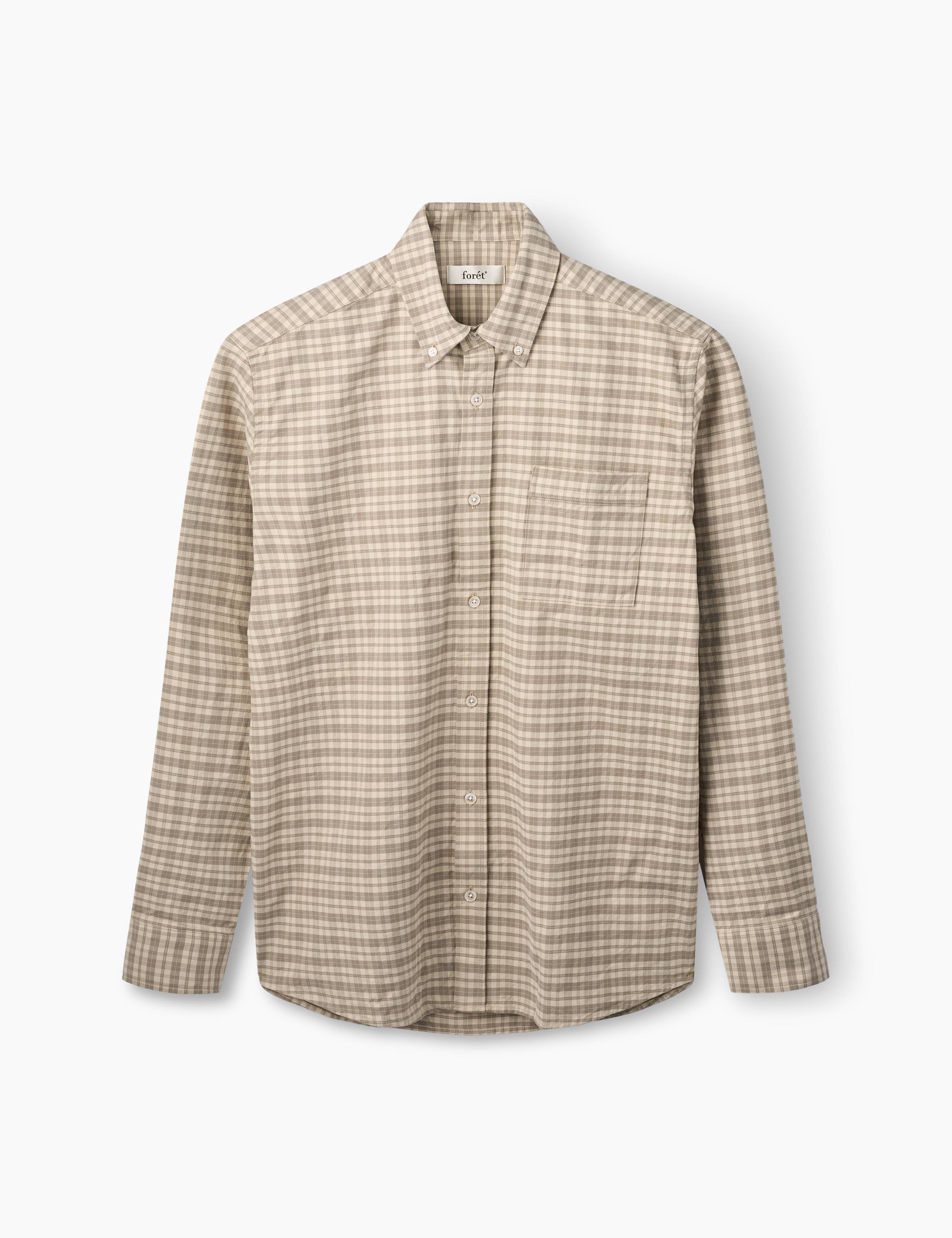 CREEK HEAVY FLANNEL CHECK SHIRT - KHAKI
