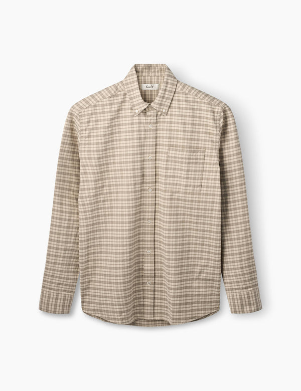 CREEK HEAVY FLANNEL CHECK SHIRT - KHAKI