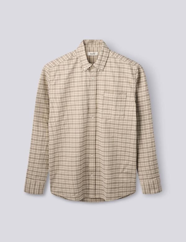 CREEK HEAVY FLANNEL CHECK SHIRT - KHAKI