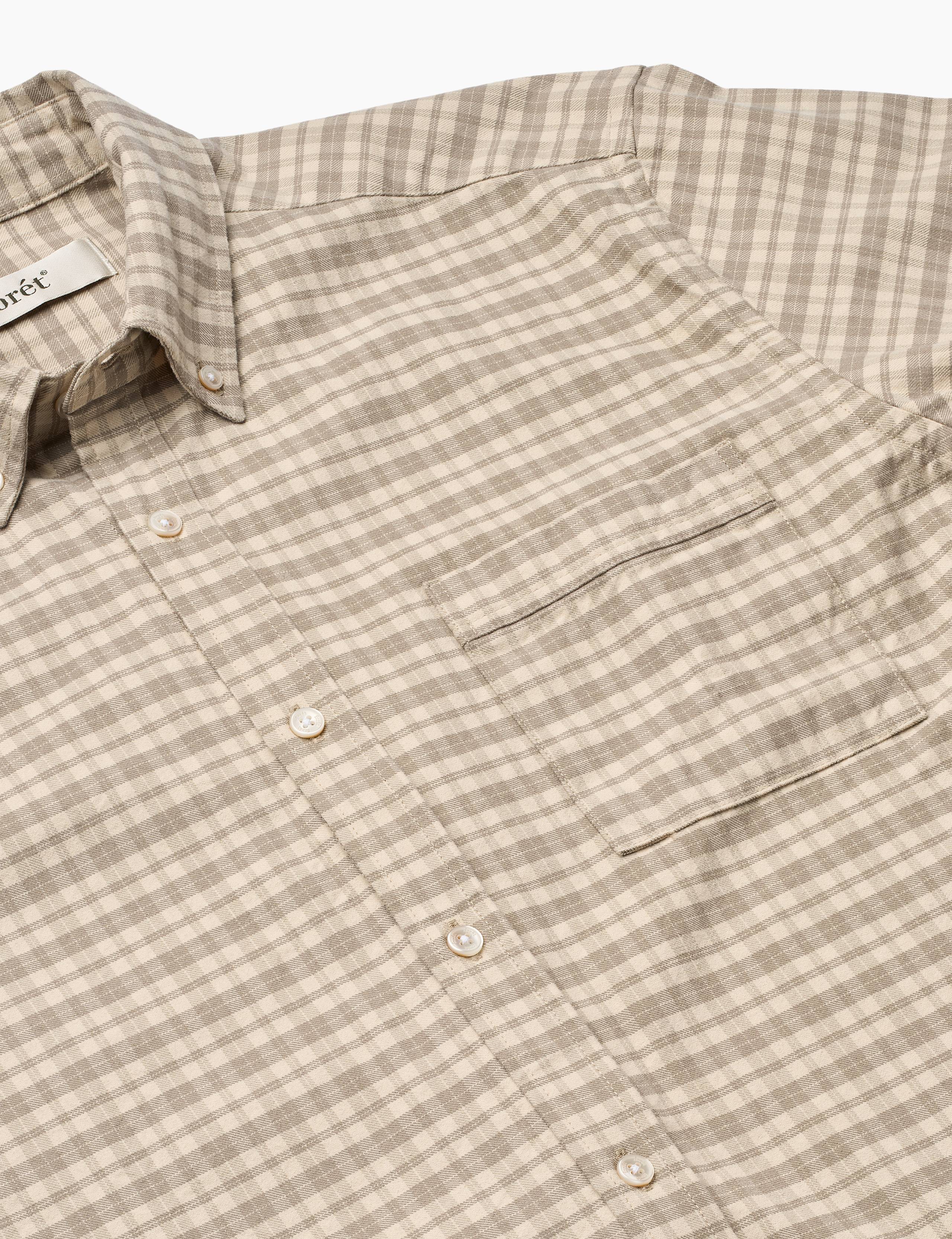 CREEK HEAVY FLANNEL CHECK SHIRT - KHAKI
