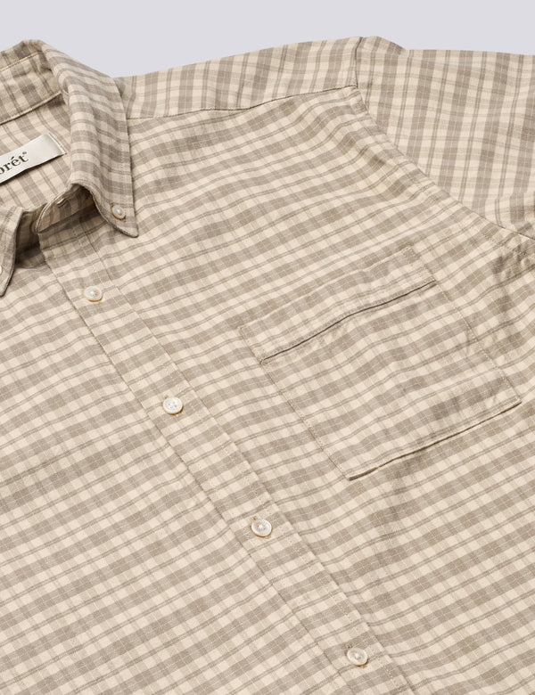 CREEK HEAVY FLANNEL CHECK SHIRT - KHAKI