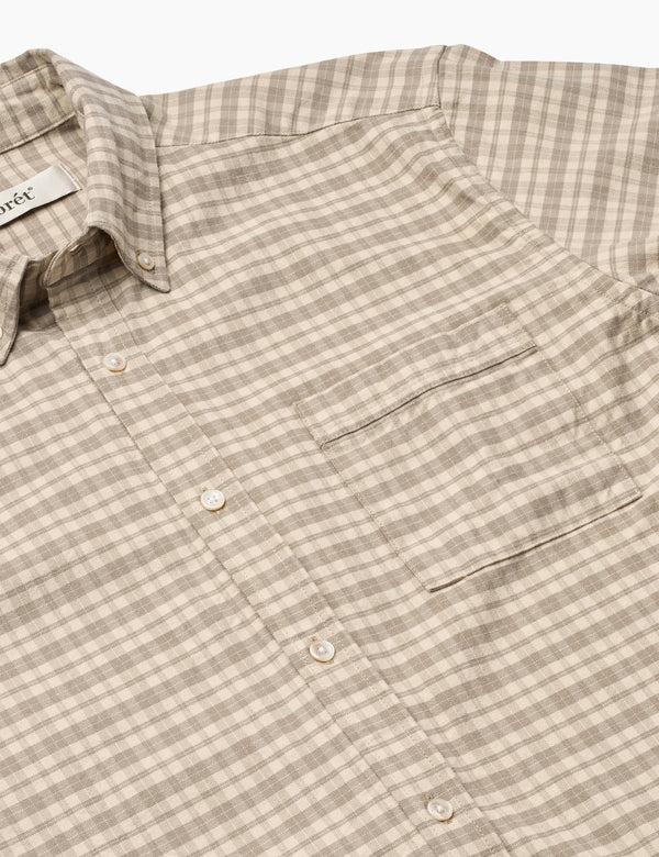 CREEK HEAVY FLANNEL CHECK SHIRT - KHAKI