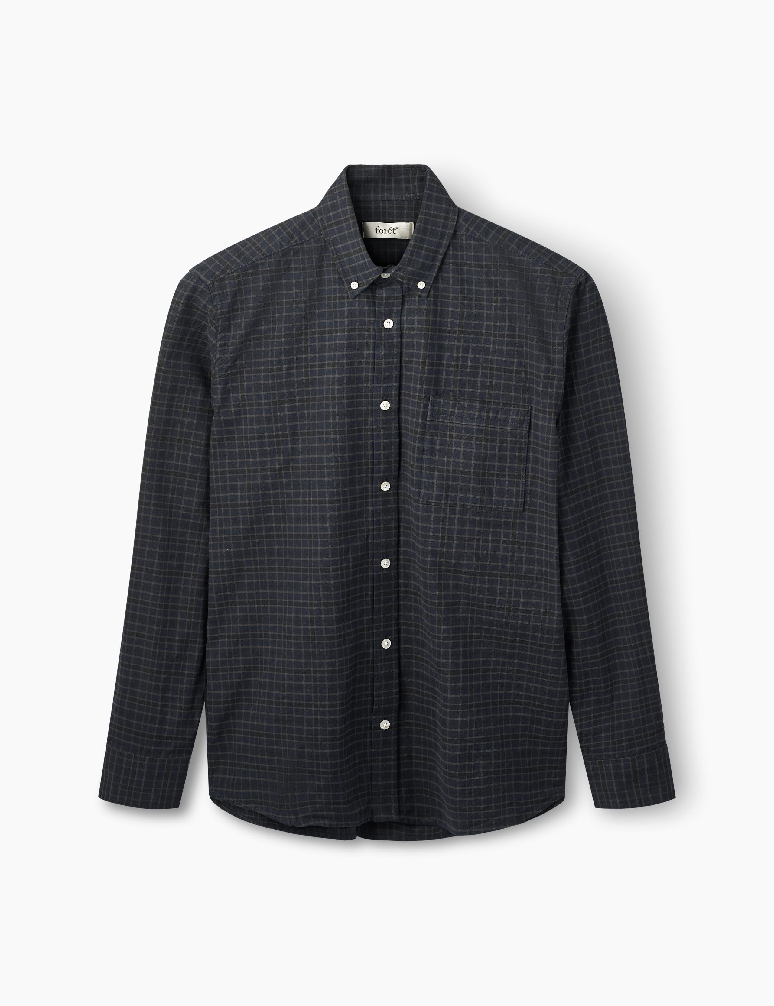 CREEK HEAVY FLANNEL CHECK SHIRT - NAVY