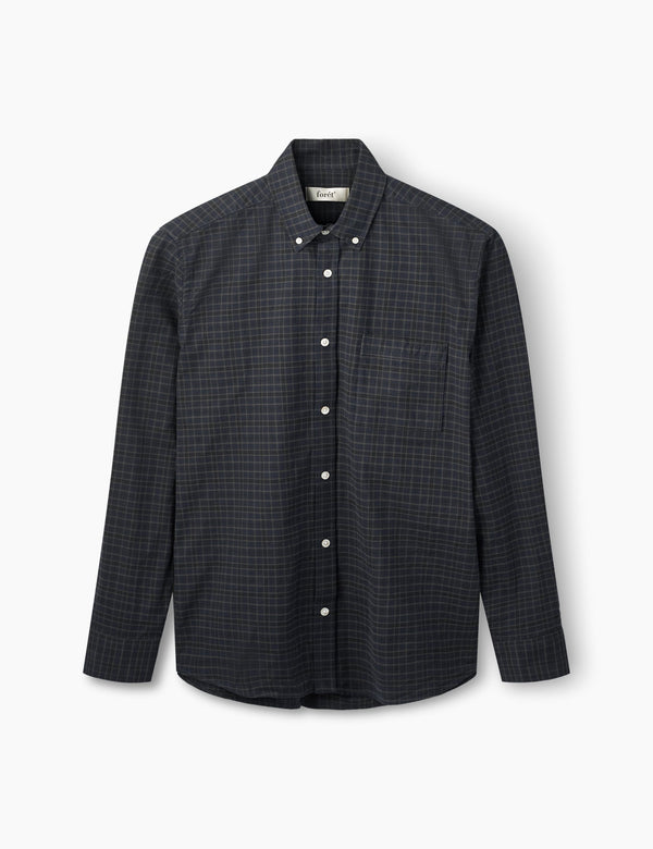 CREEK HEAVY FLANNEL CHECK SHIRT - NAVY