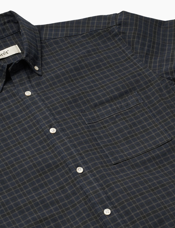 CREEK HEAVY FLANNEL CHECK SHIRT - NAVY