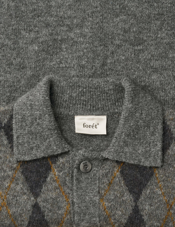 CAIRN ARGYLE KNIT JACKET - DARK GREY