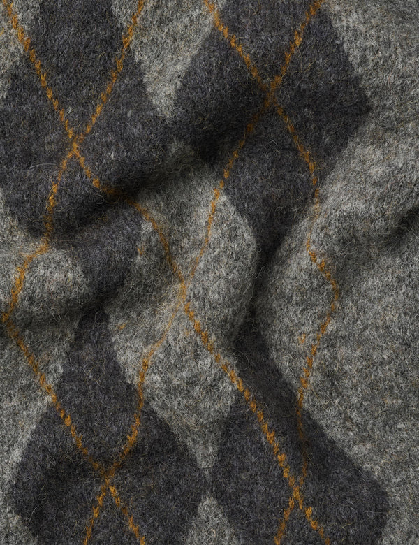 CAIRN ARGYLE KNIT JACKET - DARK GREY