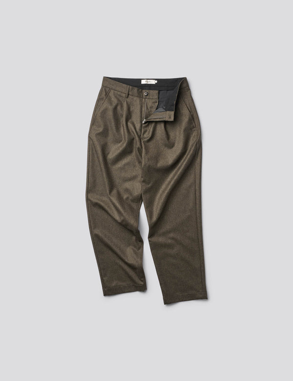 WRITER RELAXED FIT WOOL PANTS - BROWN