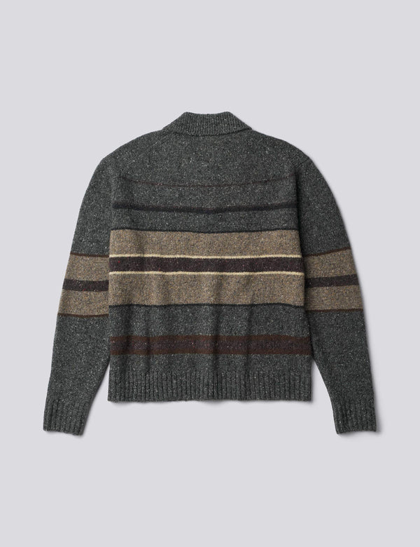 DAWN STRIPE KNIT POLO - GREY MELANGE
