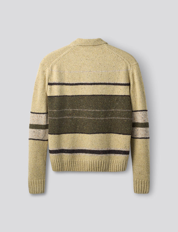 DAWN STRIPE KNIT POLO - OATMEAL