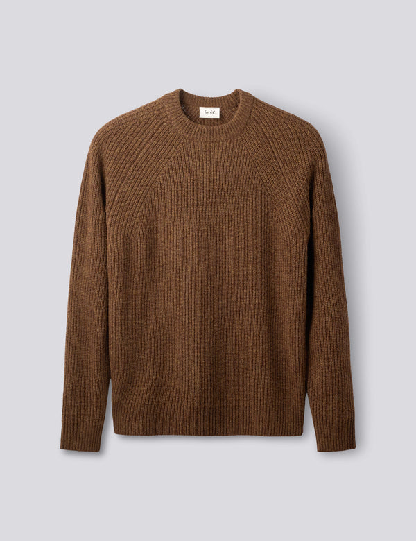 DELTA WOOL RIB KNIT - WOOD MELANGE