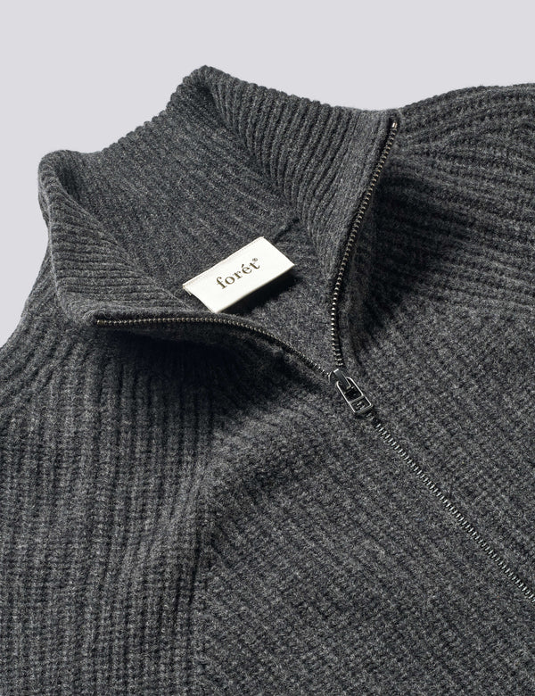 DELTA WOOL ZIP JACKET - DARK GREY MELANGE