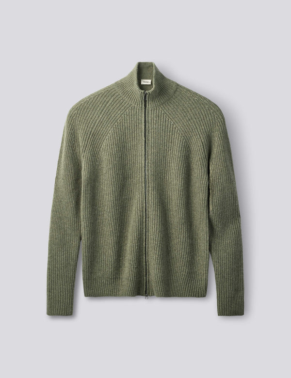 DELTA WOOL ZIP JACKET - THYME MELANGE