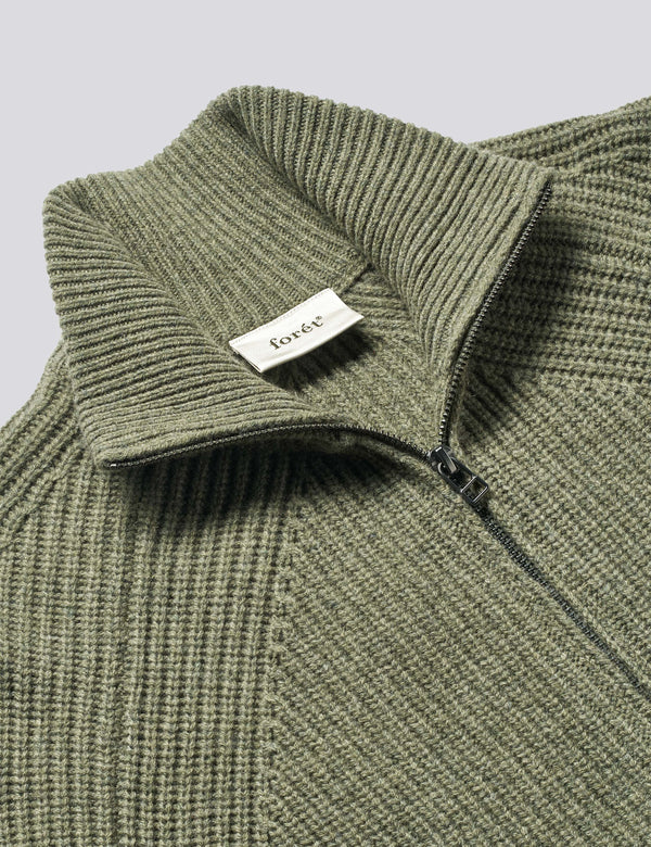 DELTA WOOL ZIP JACKET - THYME MELANGE