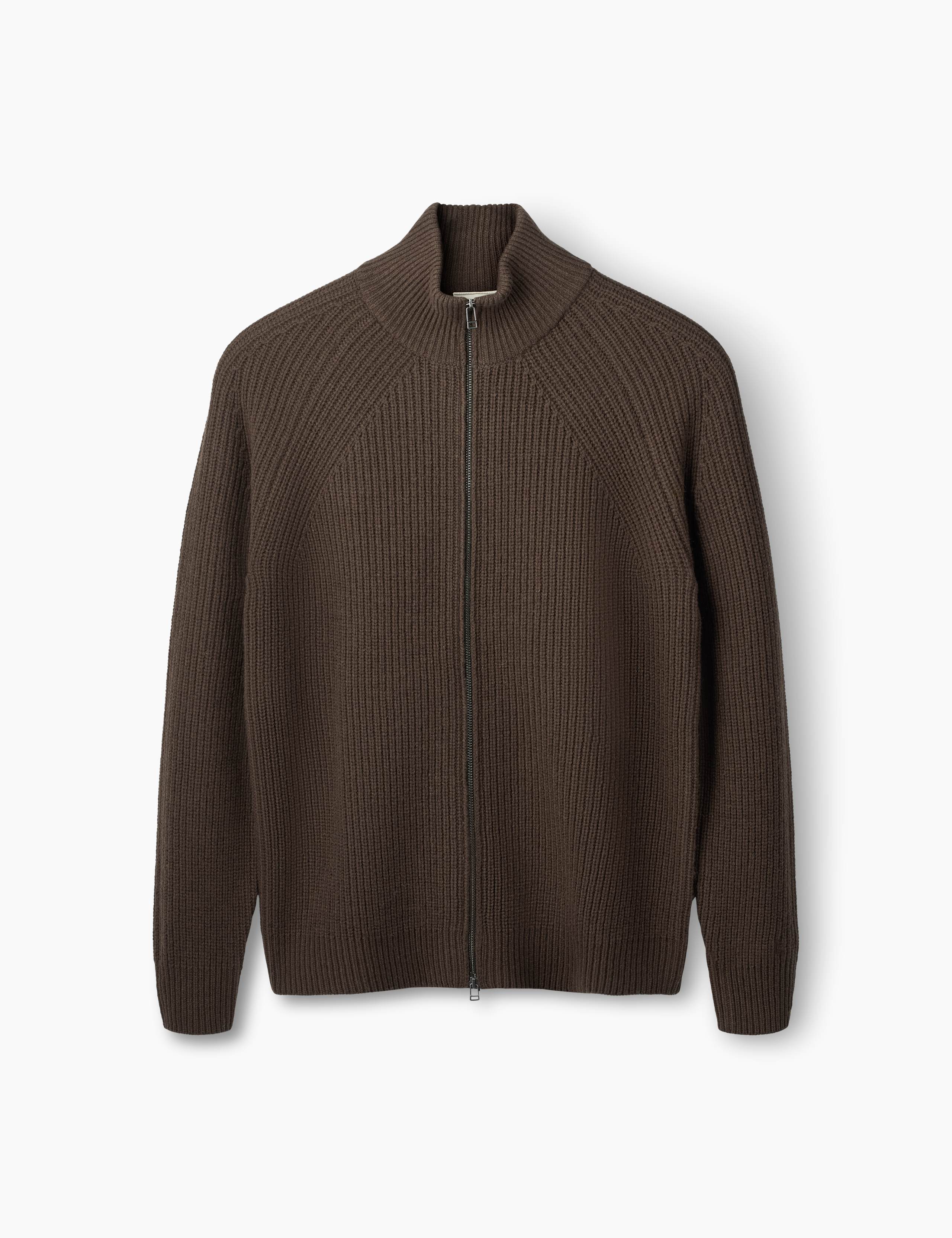DELTA WOOL ZIP JACKET - DARK BROWN