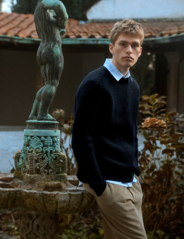 DELTA WOOL RIB KNIT - NAVY
