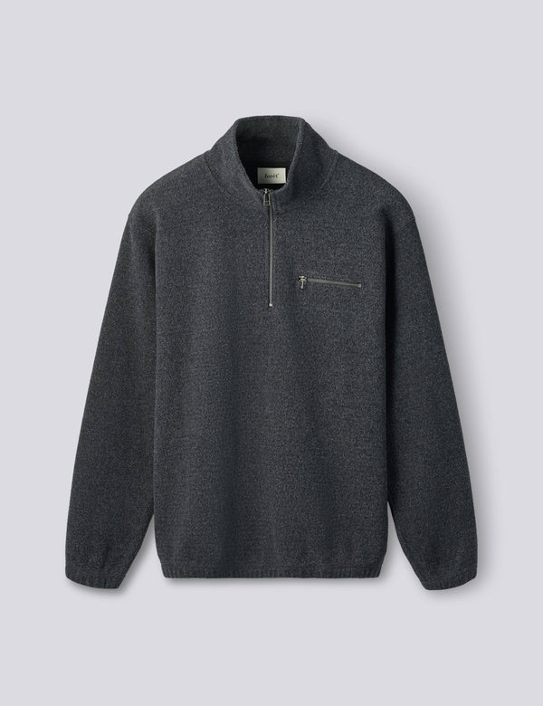 ELM HALF ZIP SWEAT - DARK GREY MELANGÉ