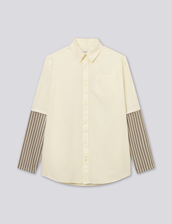 REST SHIRT - CLOUD/BROWN STRIPE