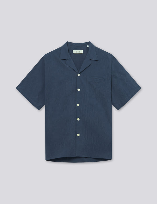 HUSH SEERSUCKER SS SHIRT - NAVY