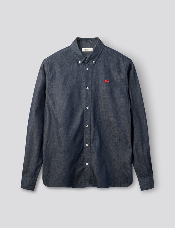 FLAG REGULAR FIT DENIM SHIRT - BLUE