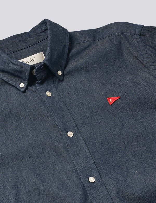 FLAG REGULAR FIT DENIM SHIRT - BLUE