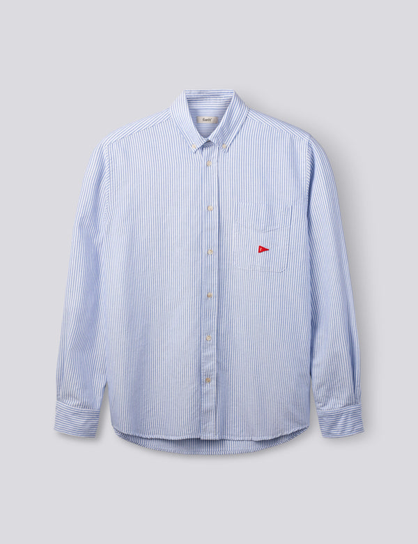 FLAG REGULAR FIT POCKET OXFORD SHIRT - BLUE STRIPE