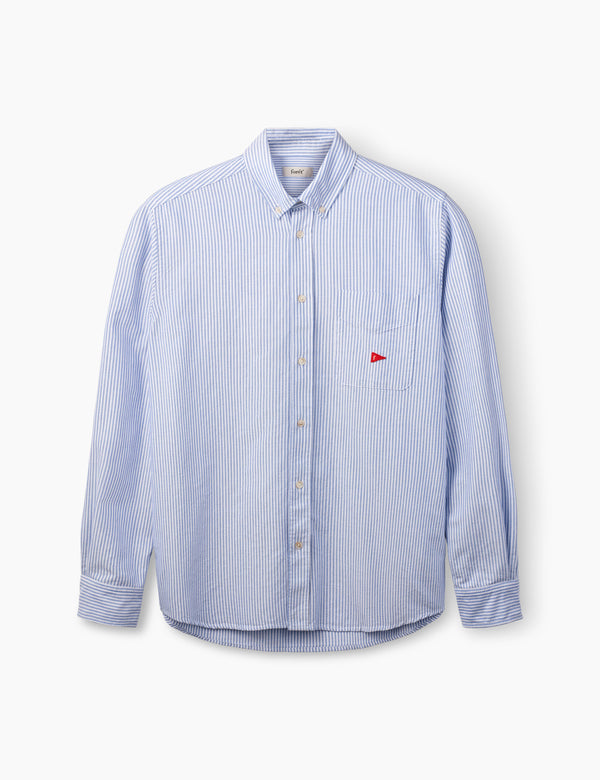 FLAG REGULAR FIT POCKET OXFORD SHIRT - BLUE STRIPE