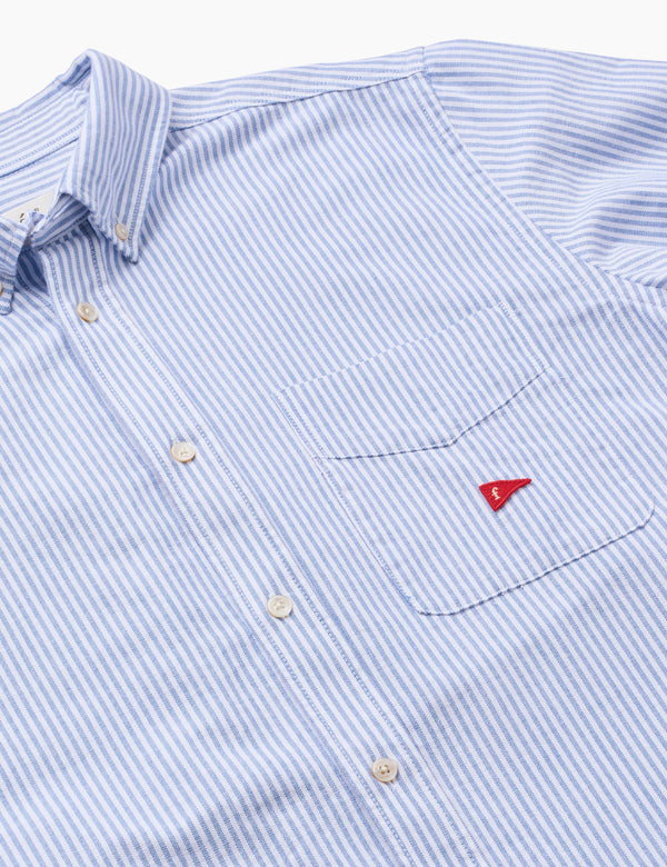 FLAG REGULAR FIT POCKET OXFORD SHIRT - BLUE STRIPE