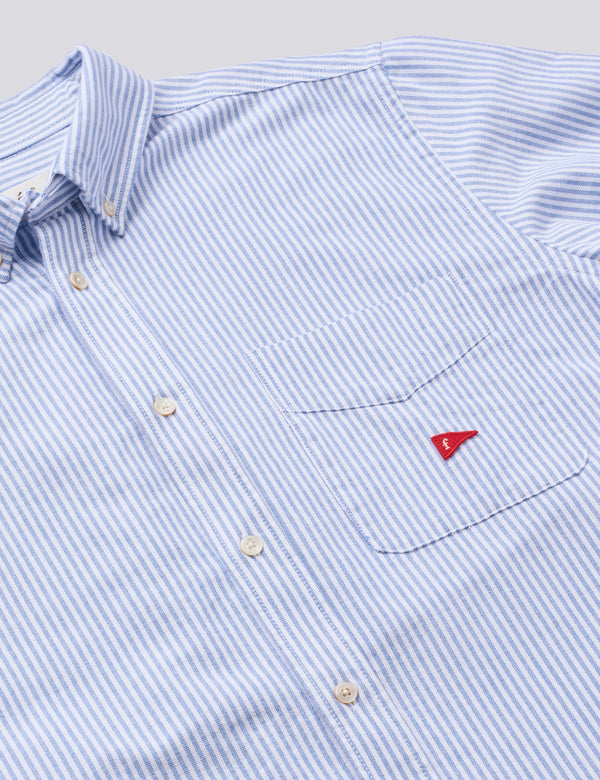 FLAG REGULAR FIT POCKET OXFORD SHIRT - BLUE STRIPE