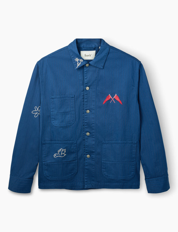 FORAGER EMBROIDERED OVERSHIRT - HERITAGE BLUE