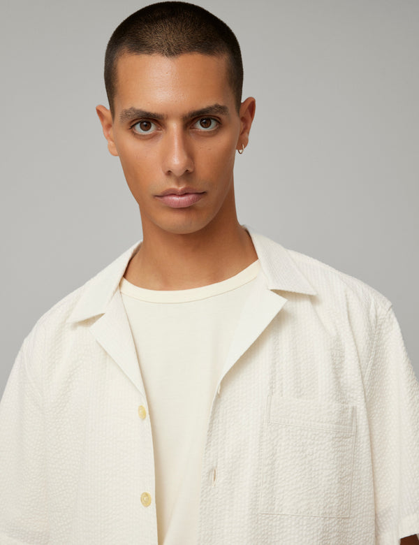 HUSH SEERSUCKER SS SHIRT - CLOUD