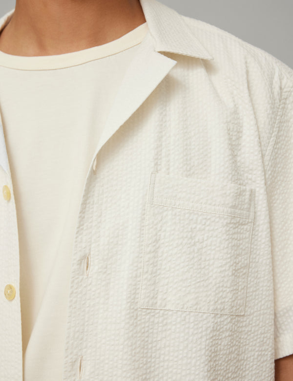 HUSH SEERSUCKER SS SHIRT - CLOUD
