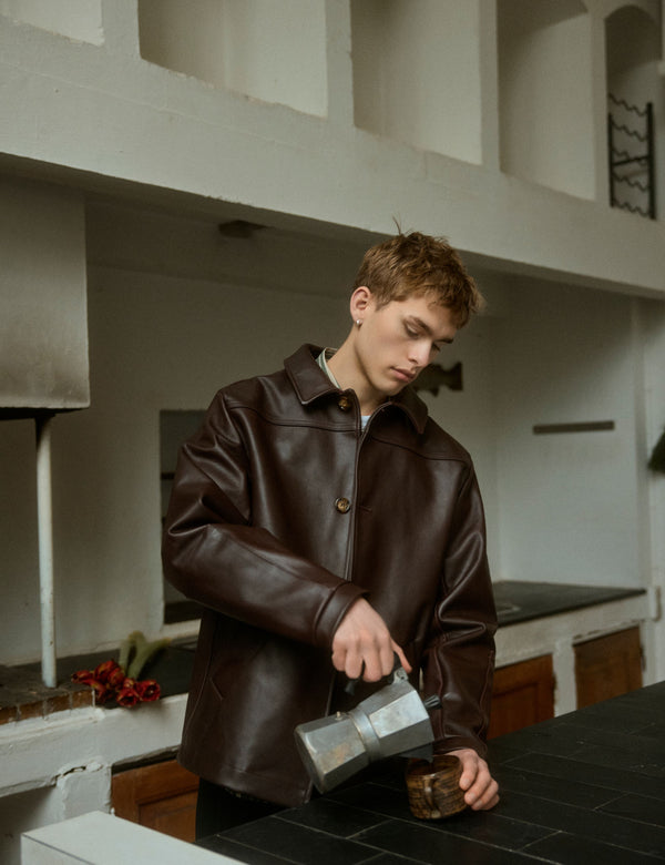 SUNRAY LEATHER JACKET - BROWN
