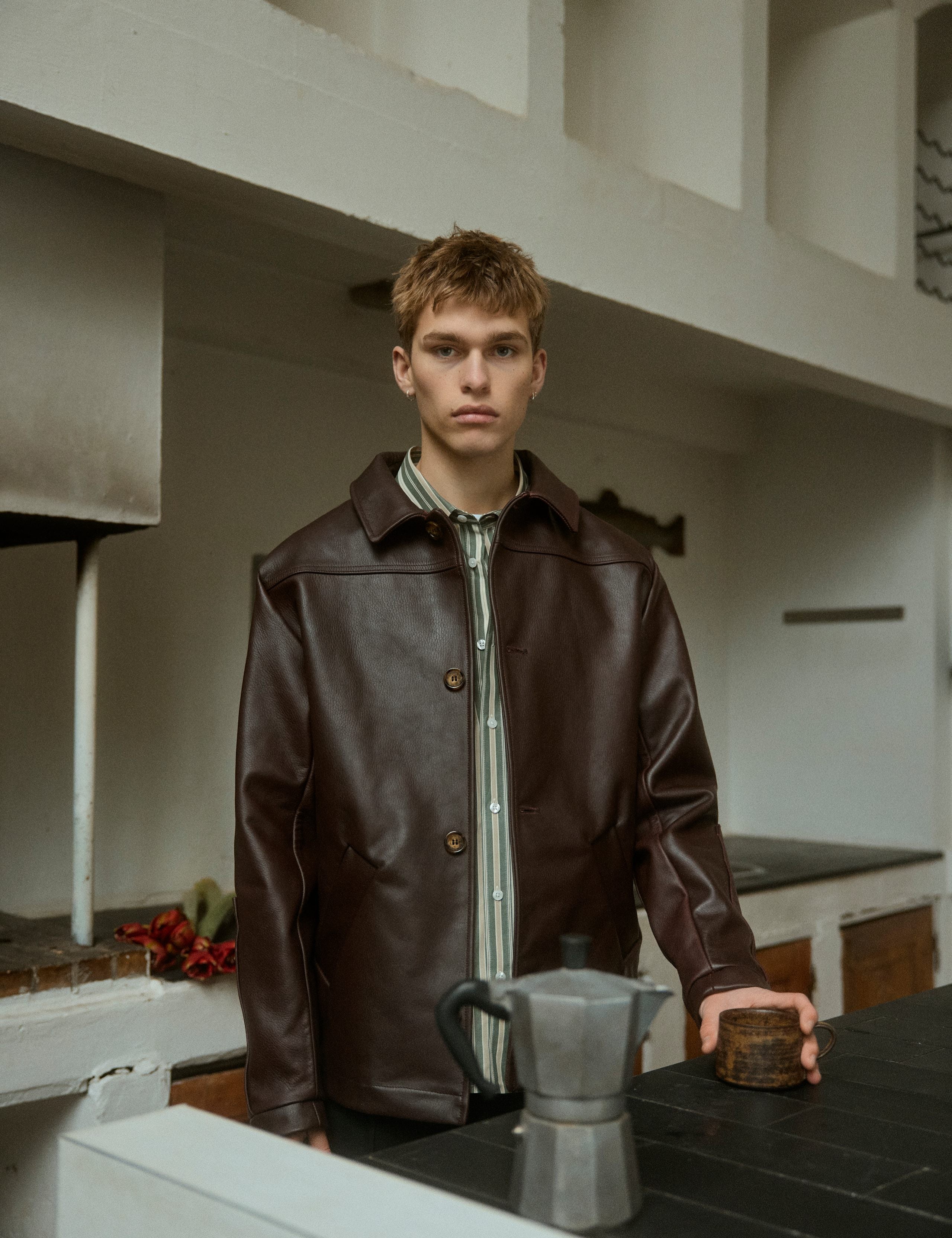 brown leather blazer dress Rena Brown Faux Leather Dress | Women's Clothing