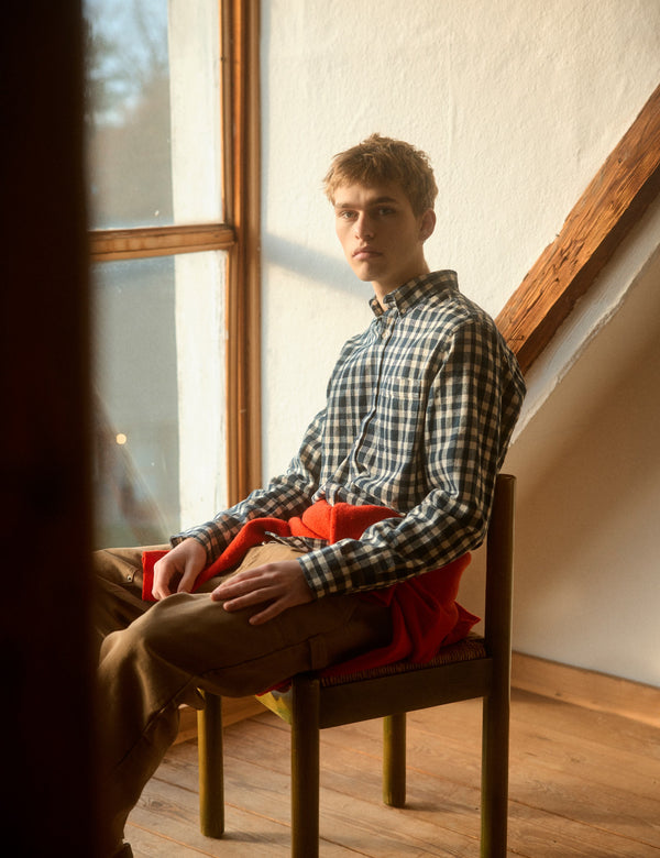 CREEK BOUCLÉ CHECK SHIRT - NAVY/CLOUD