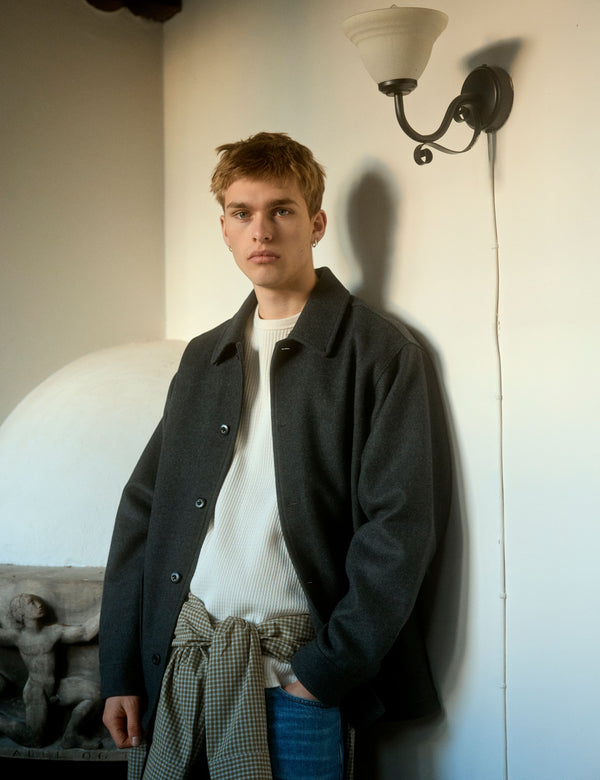 CAVE WOOL JACKET - DARK GREY MELANGÉ