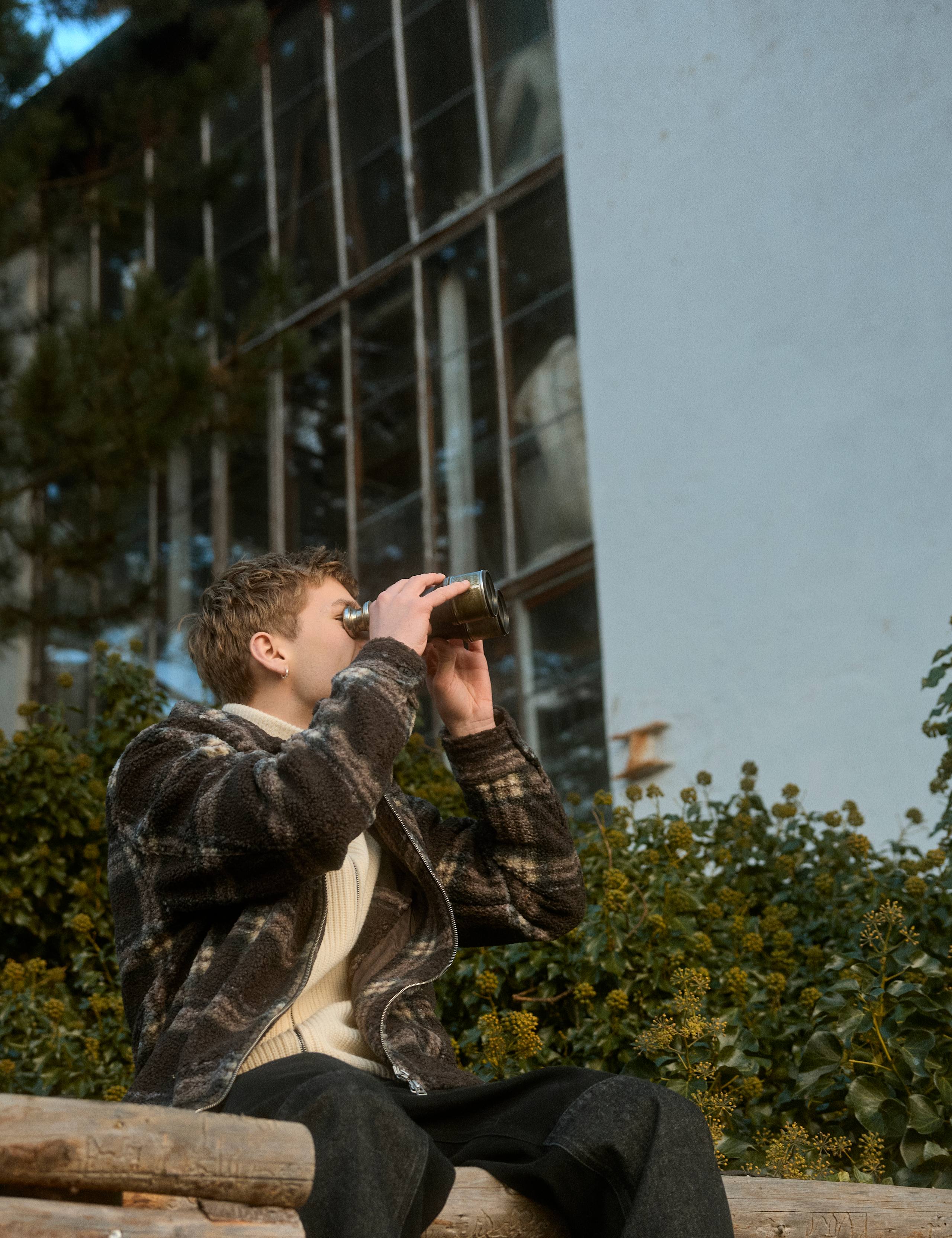 CABIN ZIP FLEECE - BROWN/CHECK