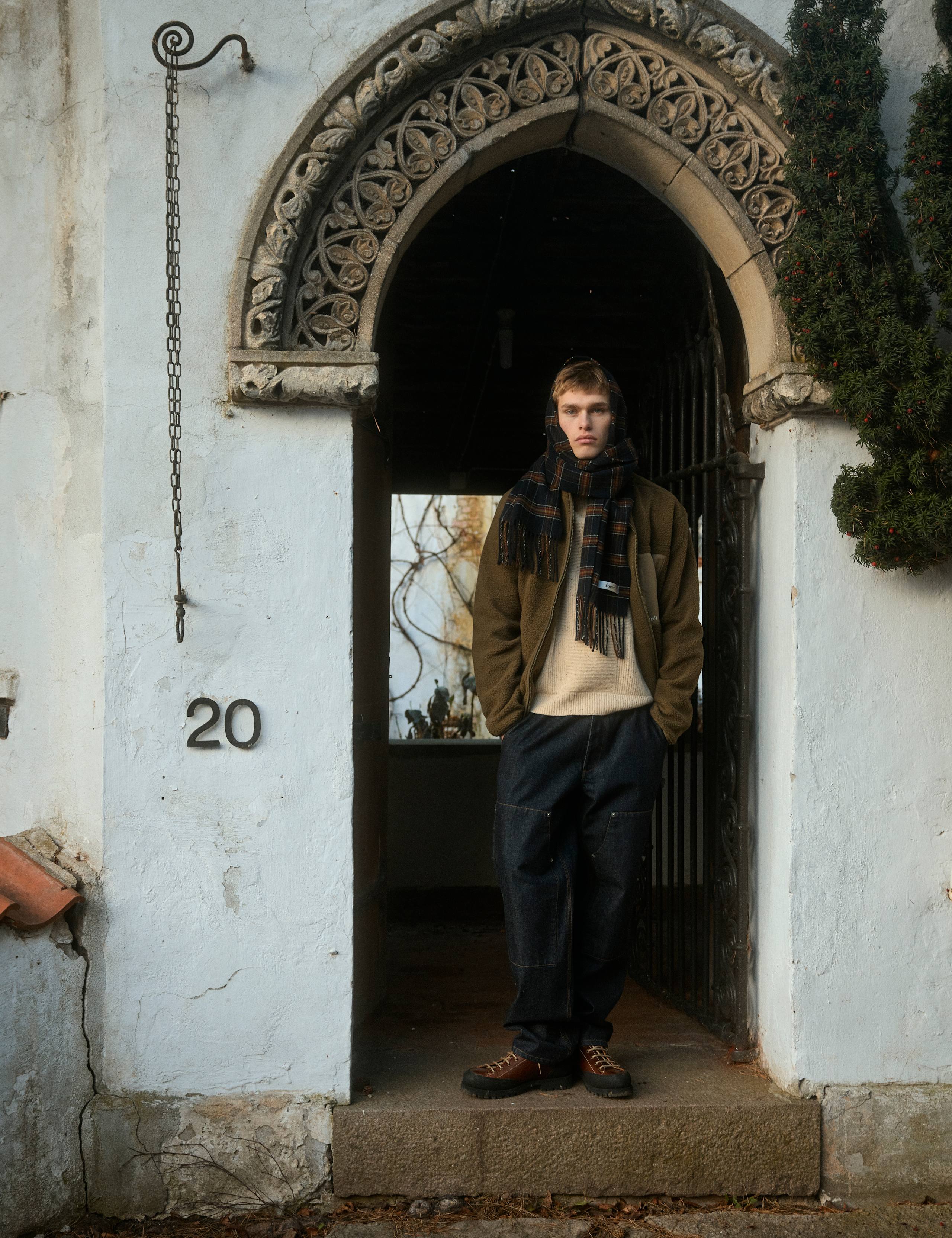 WOOL SCARF - NAVY CHECK