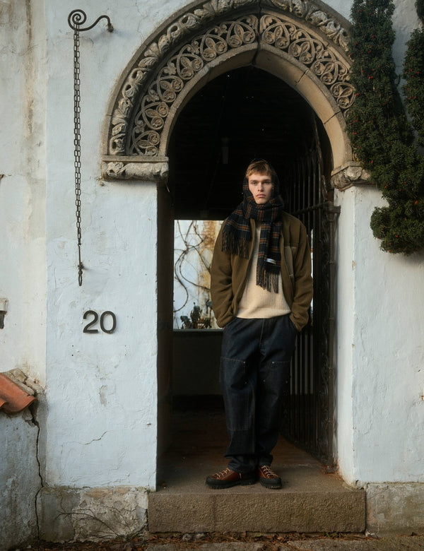 WOOL SCARF - NAVY CHECK