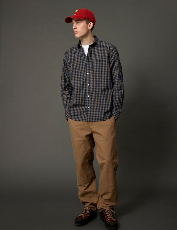 MAPLE POPLIN SHIRT - NAVY/RED