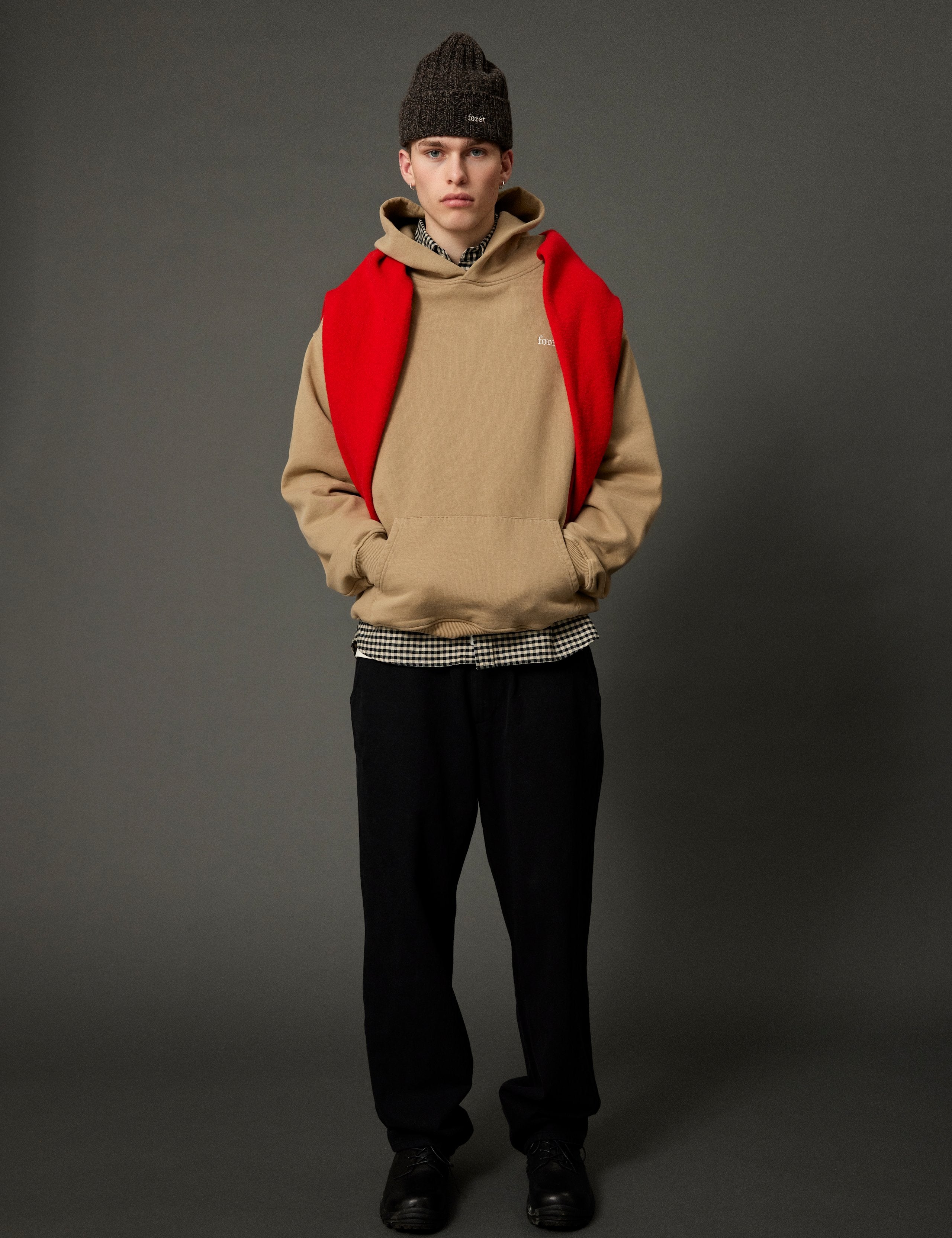 RELAX RIB PUZZLE BEANIE - BROWN