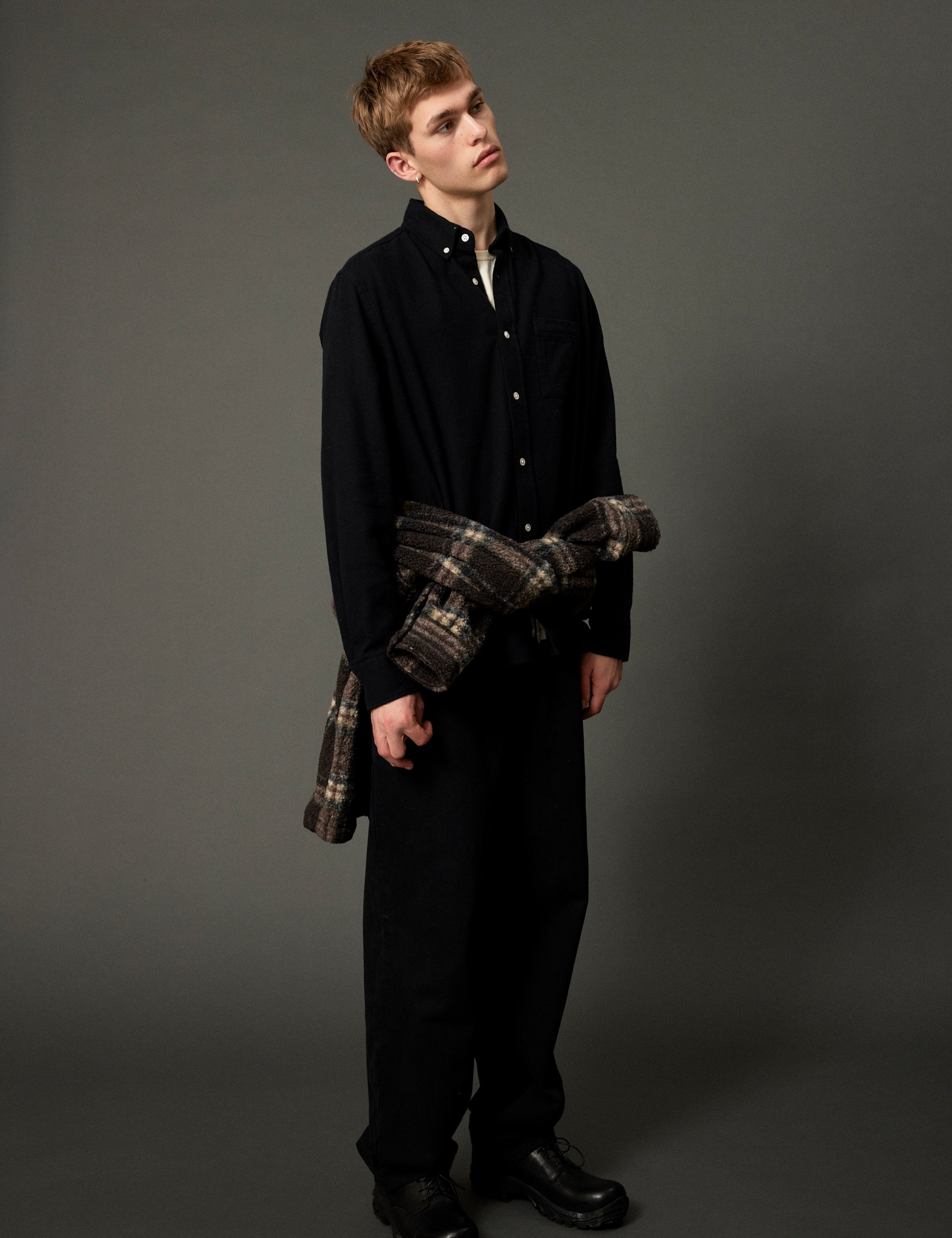 CREEK FLANNEL SHIRT - BLACK