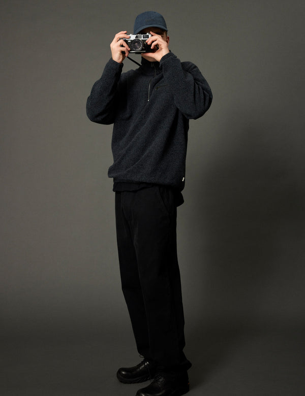 ELM HALF ZIP SWEAT - DARK GREY MELANGÉ