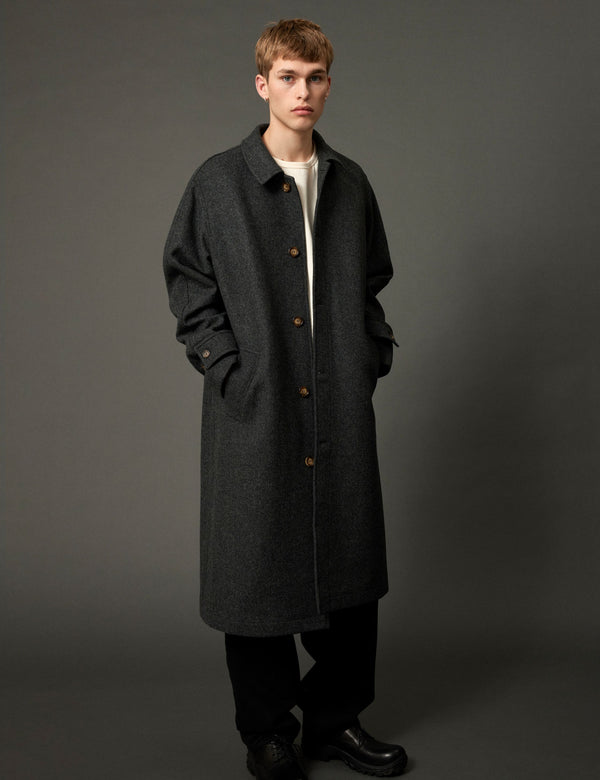 PINE WOOL COAT - DARK GREY MELANGE