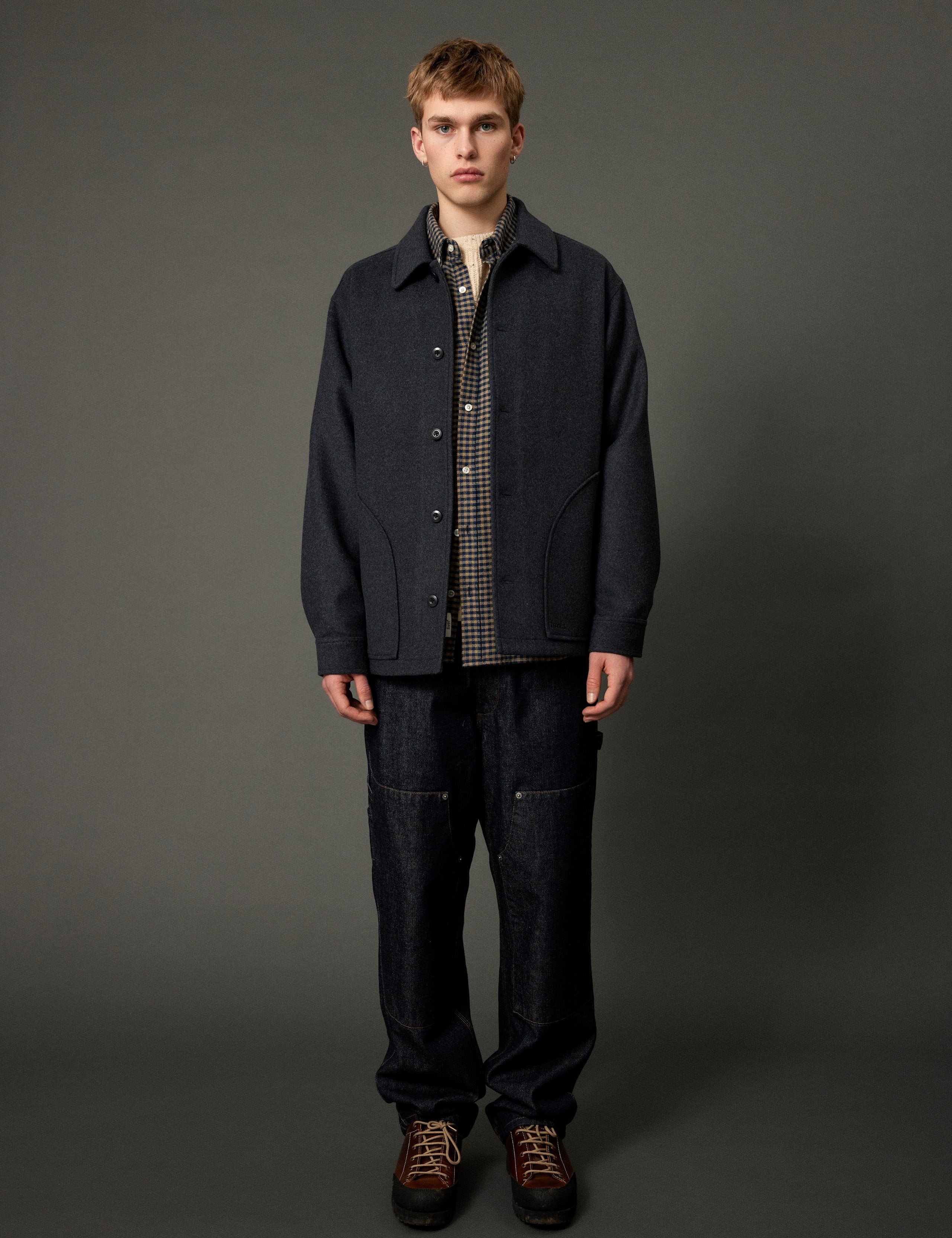 CAVE WOOL JACKET - DARK GREY MELANGÉ