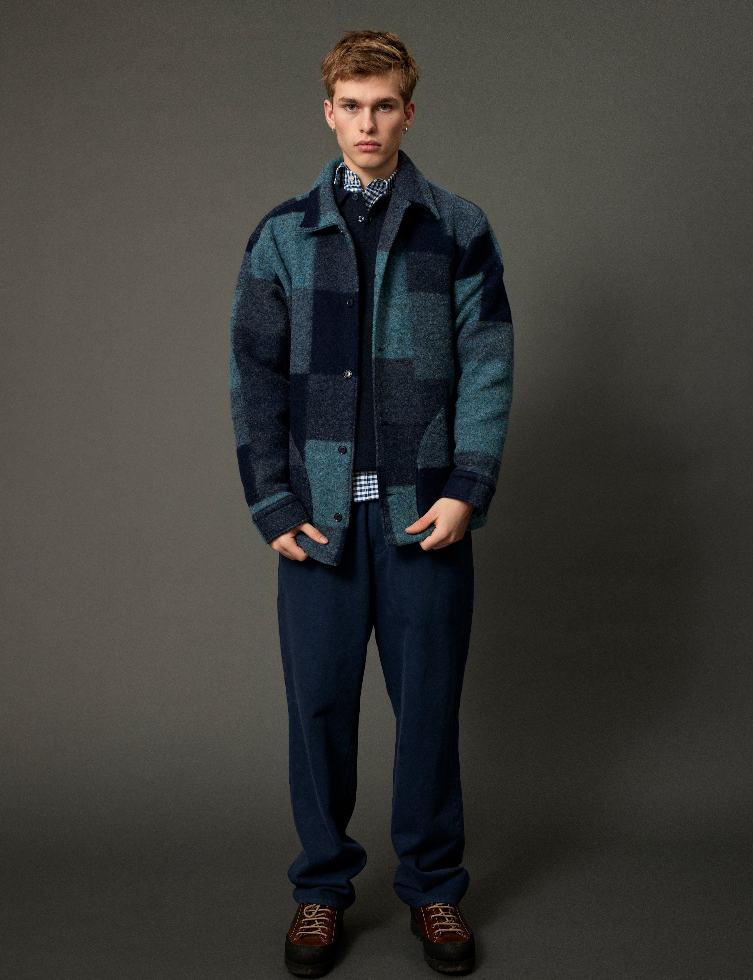 CAVE WOOL JACKET - BLUE MIX